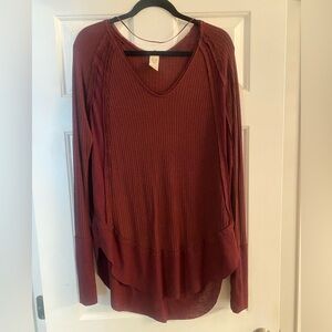 We The Free Deep Burgundy Red Knit Tunic Top